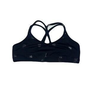 Beyond Yoga The Double Back Pineapple Foil Sports Bra in Black, size Small